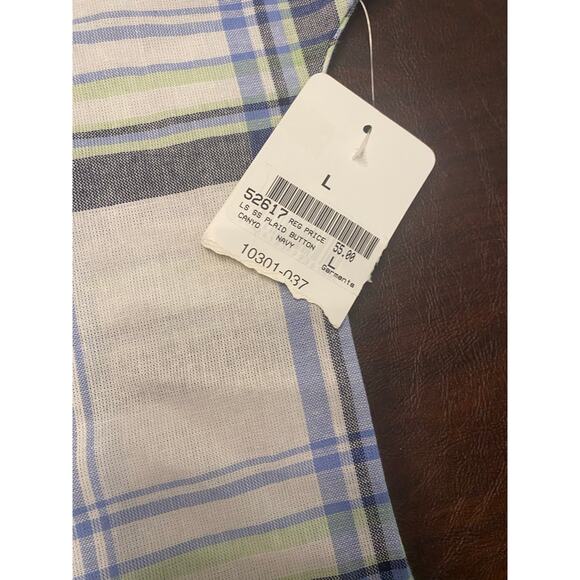 NWT Canyon Guide Outfitters 100% Cotton Button Front Plaid Top (L) Hiking Gorp - Picture 4 of 8